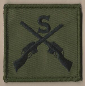 SNIPER' 'S' above crossed rifles, embroidered pat