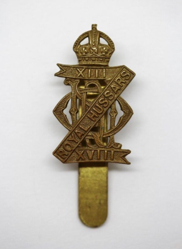 13th/18th HUSSARS - KC OR's g/m cap badge 1922-1955 pattern (re-strike)