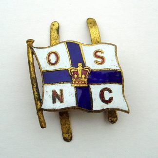 ORIENT STEAM SHIP NAVIGATION COMPANY 'enamelled Flag, centre from an Officer'e embroidered wreath Cap Badg.