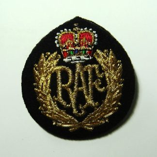 ROYAL AIR FORCE Queens's Crown No.1 Dress Mylar embroidered OR's cap badge
