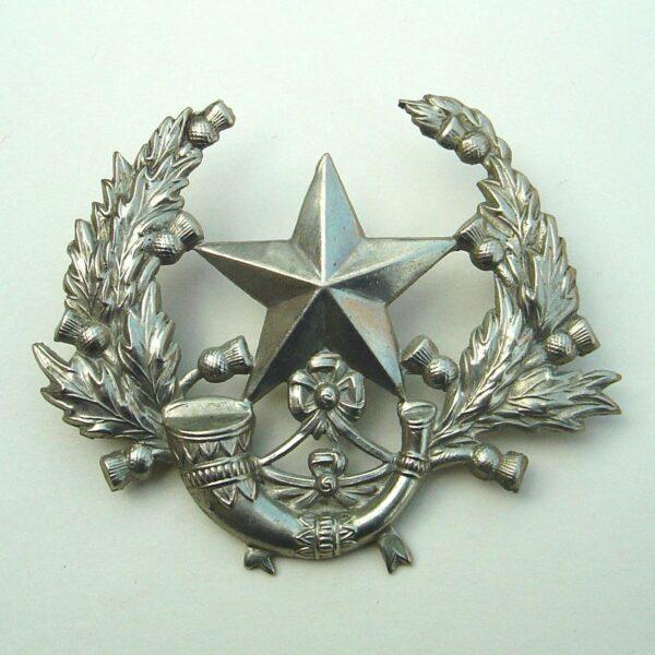 SCOTTISH RIFLES 'CAMERONIANS'  white metal OR's Glengarry badge