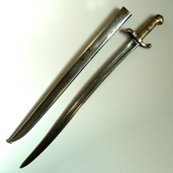 BELGIUM brass hilted Yataghan Bayonet, probably made for the French Mod.1842 Percussion Rifle.