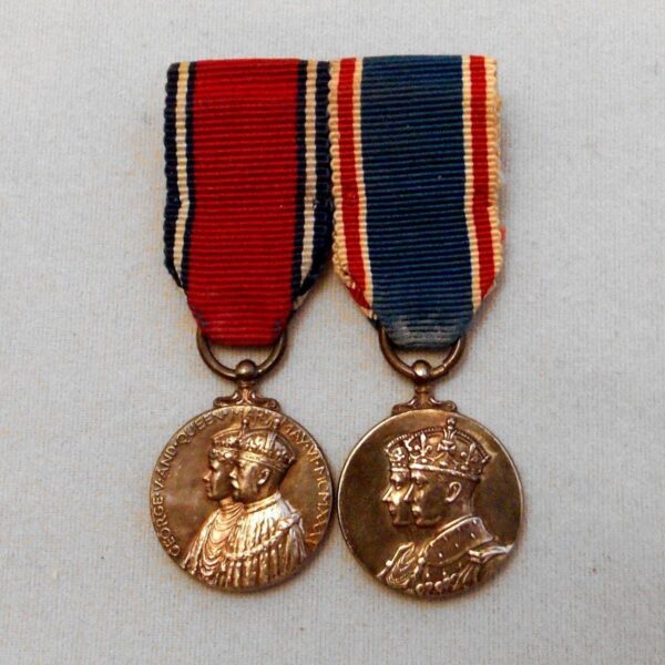 1935 JUBILEE MEDAL and 1937 CORONATION- miniature medals, contemporary manufacture (2)