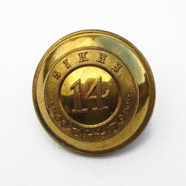 INDIA 14th Sikh Regiment 26 mm Officer's Large gilt button -