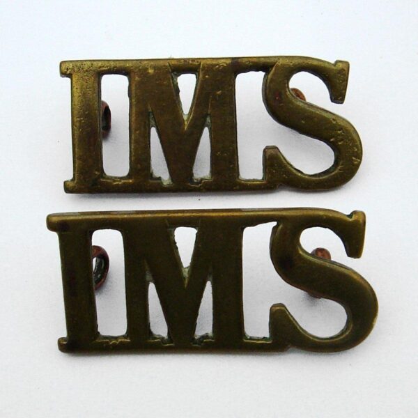 INDIAN MEDICAL SERVICE g/m shoulder title I.M.S., pair