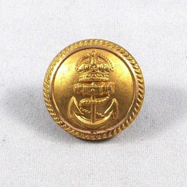 ROYAL NAVY KC 25mm Gilt Officer's Button - roped edge plain background.