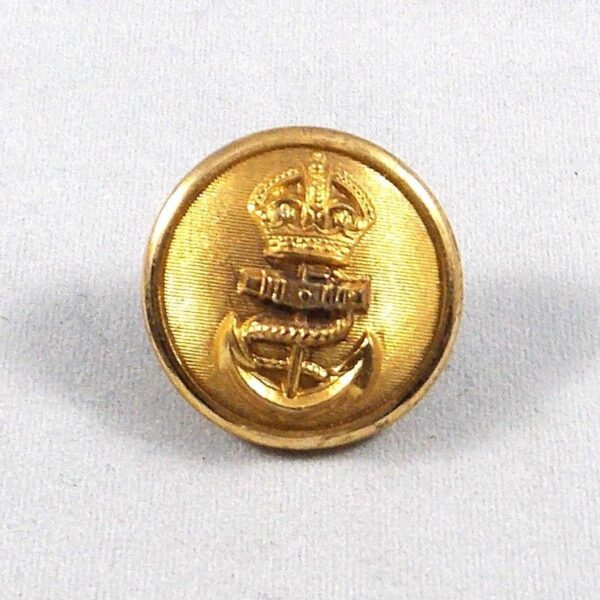 ROYAL NAVY KC 25mm Gilt Officer's Button - plain edge fine lined background.