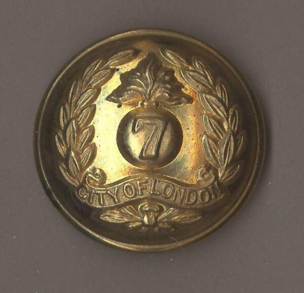 7th BATTALION, CITY OF LONDON REGIMENT 24mm Officer's Gilt Button