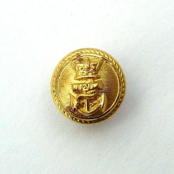 ROYAL NAVY QVC 16mm Gilt Officer's Button - roped edge lined background.