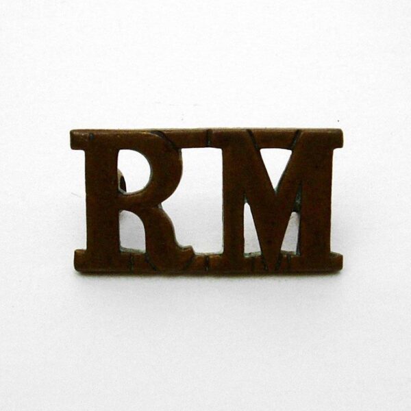 ROYAL MARINES OR'S G/M Shoulder titles 'RM', original (pair) Large pattern