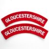 GLOUCESTERSHIRE curved shoulder title embroidered  White on Red