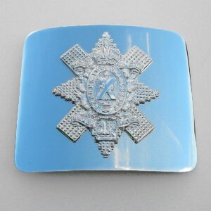 BLACK WATCH PIPE-MAJORS WAIST BELT PLATE Bright nickle plated Glengarry badge on Curved plate