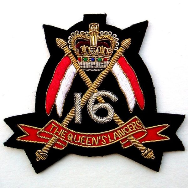 The 16th The Queen's Lancers Bullion Embroidered Blazer badge