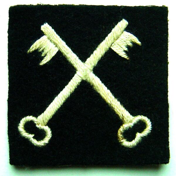 British 2nd INFANTRY DIVISION embroidered White 'Crossed Keys'  on a Black background
