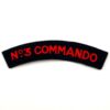 No.3 Commando Reproduction Cloth Shoulder Title - Embroidered - Red on Navy Blue
