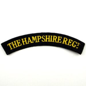 The Hampshire Regiment Embroidered Yellow on Black Cloth Shoulder Title