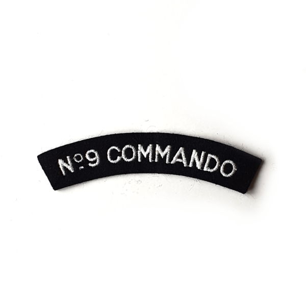 No.9 Commando Reproduction Cloth Shoulder Title - Embroidered - White on Black