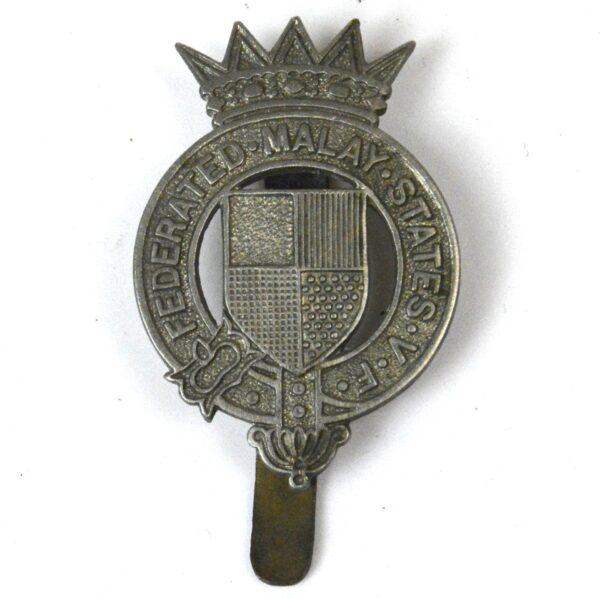 Federated Malay States Volunteer Force Cap Badge, White Metal