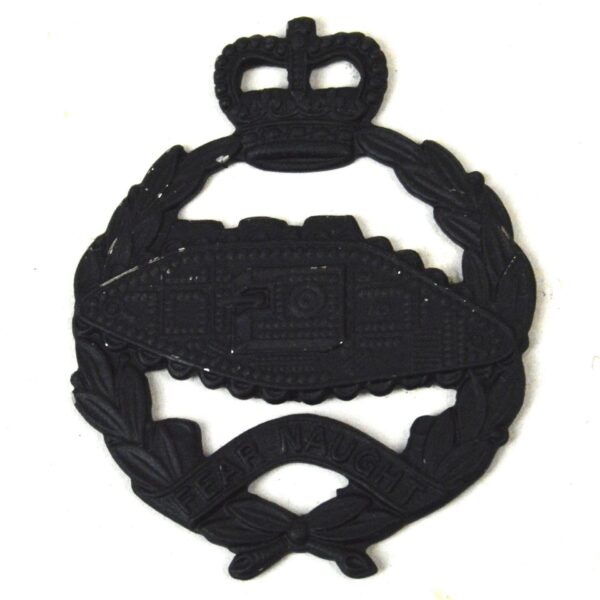 Royal Tank Regiment (Other Rank's) Cap Badge, Queen's Crown, Blacked Restrike