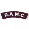 RAMC Embroidered Shoulder Title, White on Maroon