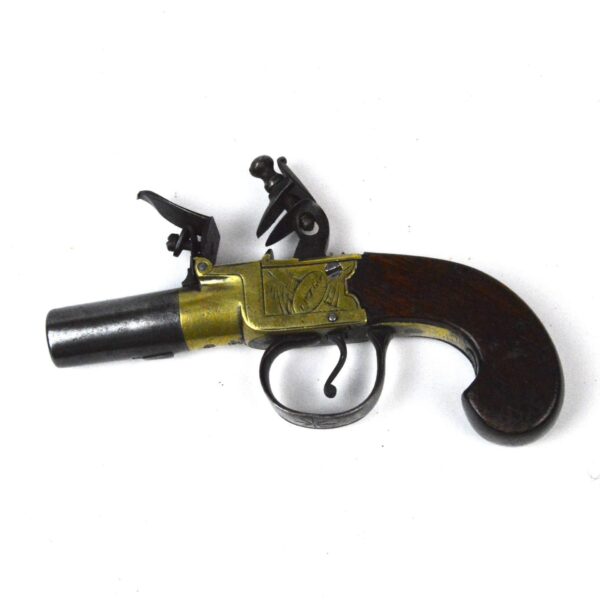 Antique Flintlock Brass Box-Lock Pocket Pistol, Made by Twigg, London - Image 2