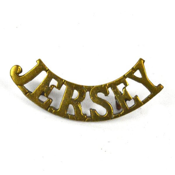 Royal Jersey Light Infantry Curved Brass Shoulder Title