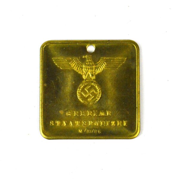 Reproduction German Third Reich Geheime Staatspolizei Warrant/ID Tag