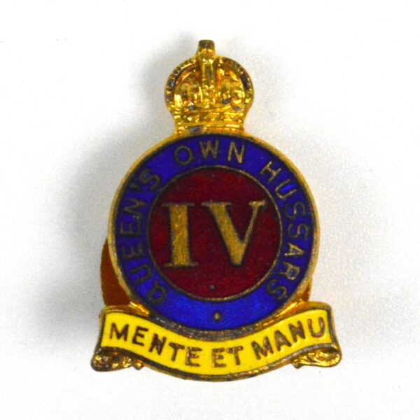 4th Queen's Own Hussars King's Crown Lapel Badge