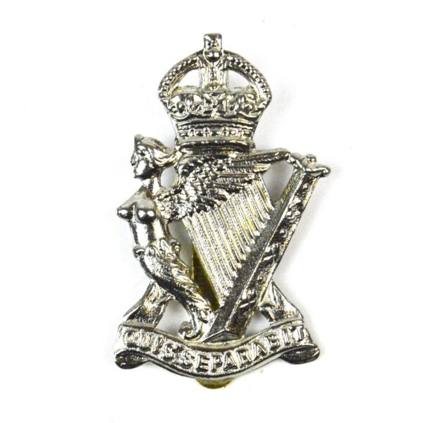 Royal Ulster Rifles White Metal Cap Badge, King's Crown Restrike