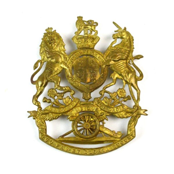 Royal Artillery Other Ranks Victoria Crown Helmet Plate, Gilding Metal Restrike