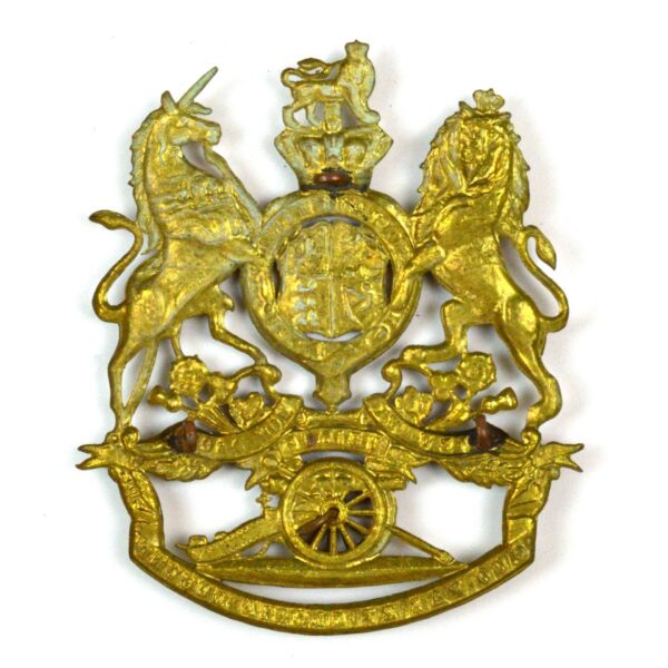 Royal Artillery Other Ranks Victoria Crown Helmet Plate, Gilding Metal Restrike - Image 2