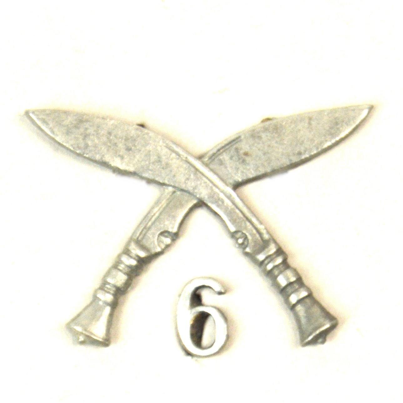 Restrike 6th Gurkha Rifles 2 Part White Metal Cap Badge