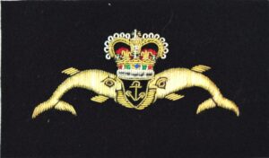 Royal Navy Submariner Embroidered Blazer Badge, Queen's Crown