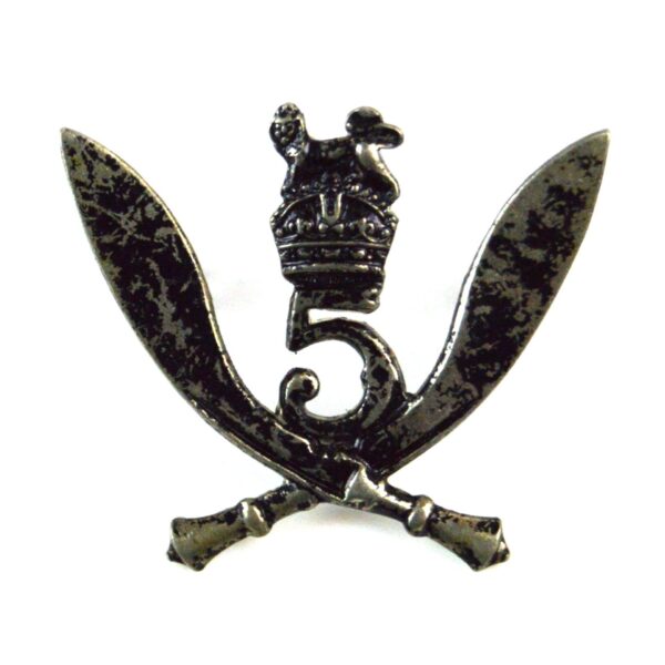 5th Royal Gurkha Rifles (Small Pattern) Cap Badge, King's Crown Blackened Restrike (Copy)