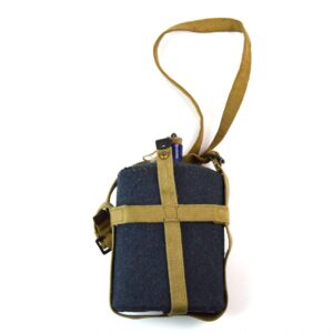 British RAF Blue Enamel Water Bottle in Khaki Webbing Carrier