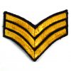 US Sergeant E-5 Chevrons, Gold on Black