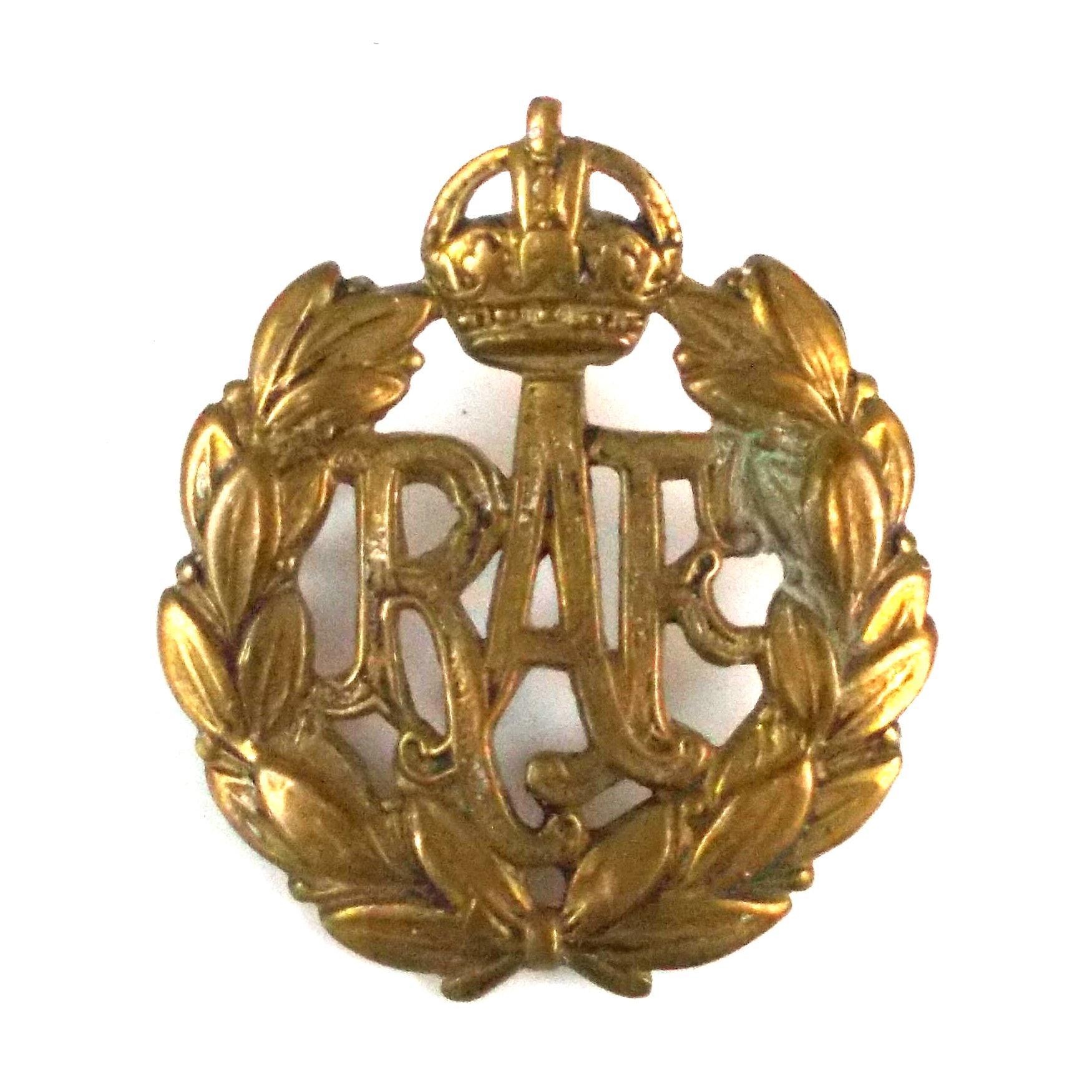 Royal Air Force (RAF) King's Crown Cap Badge, Repaired Original