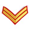 British Corporal Mess Dress Chevron, Gold on Red