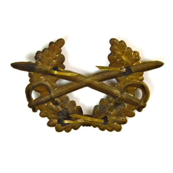 German Bundeswehr Crossed Swords in Wreath Cap Badge, Brass Finish - Image 2