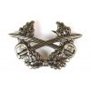 German Bundeswehr Crossed Swords in Wreath Cap Badge, Silver Finish