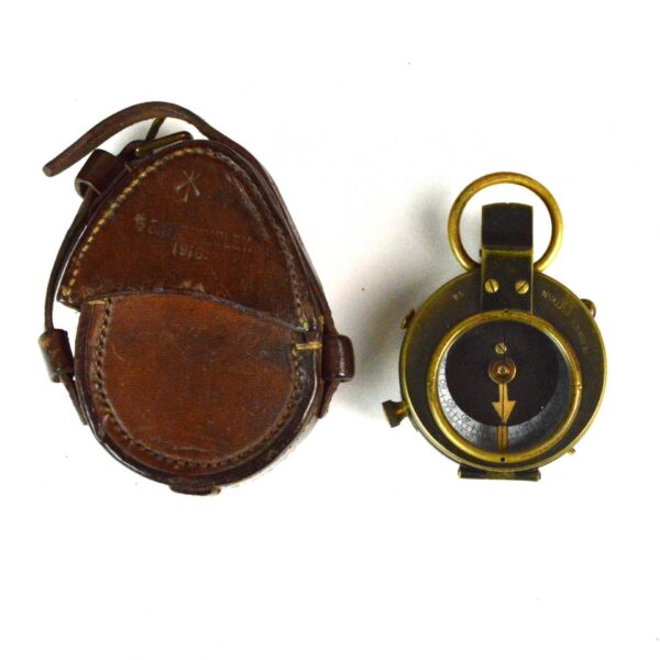 British WWI Prismatic Compass in Leather Case, Dated 1916