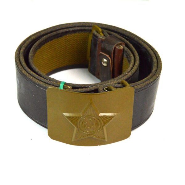 Soviet Russian Army Leather Belt with Star Badge Buckle