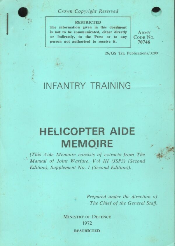Infantry Training, Helicopter Aide Memoire