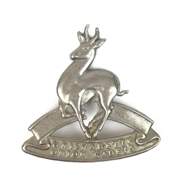 South Africa Union Cadets Cap Badge, White Metal