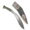 Silver-Mounted Kukri Knife in Scabbard