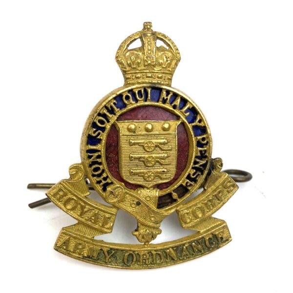 Original Royal Army Ordnance Corps King's Crown Officer's Cap Badge