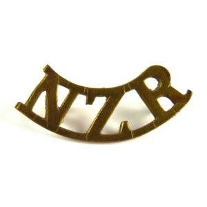 New Zealand Rifles (NZR) Curved Shoulder Title (1914-1918 Pattern) - Manufactured by J. R. Gaunt, London