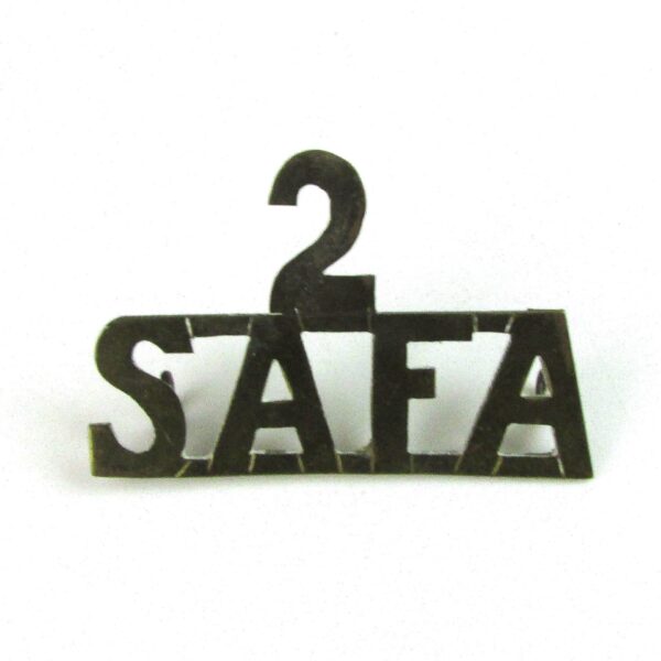 2nd South African Field Artillery Brass Shoulder Title, Hand Cut