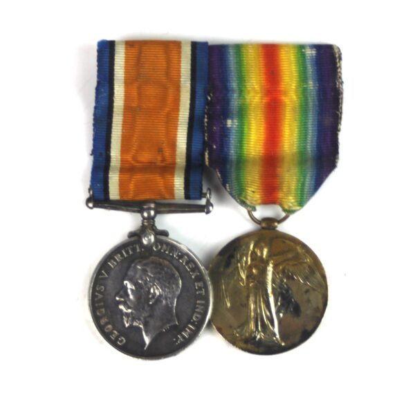 War and Victory Pair, Royal Warwickshire Regiment, Private Burnett/Barrett Leikin (Wounded)