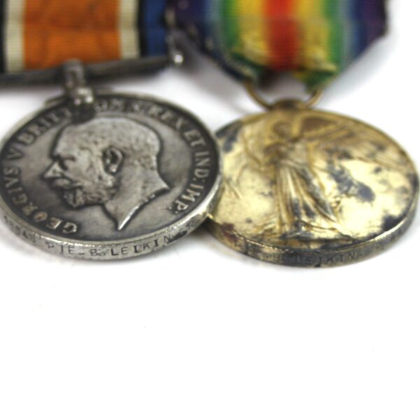 War and Victory Pair, Royal Warwickshire Regiment, Private Burnett/Barrett Leikin (Wounded) - Image 3
